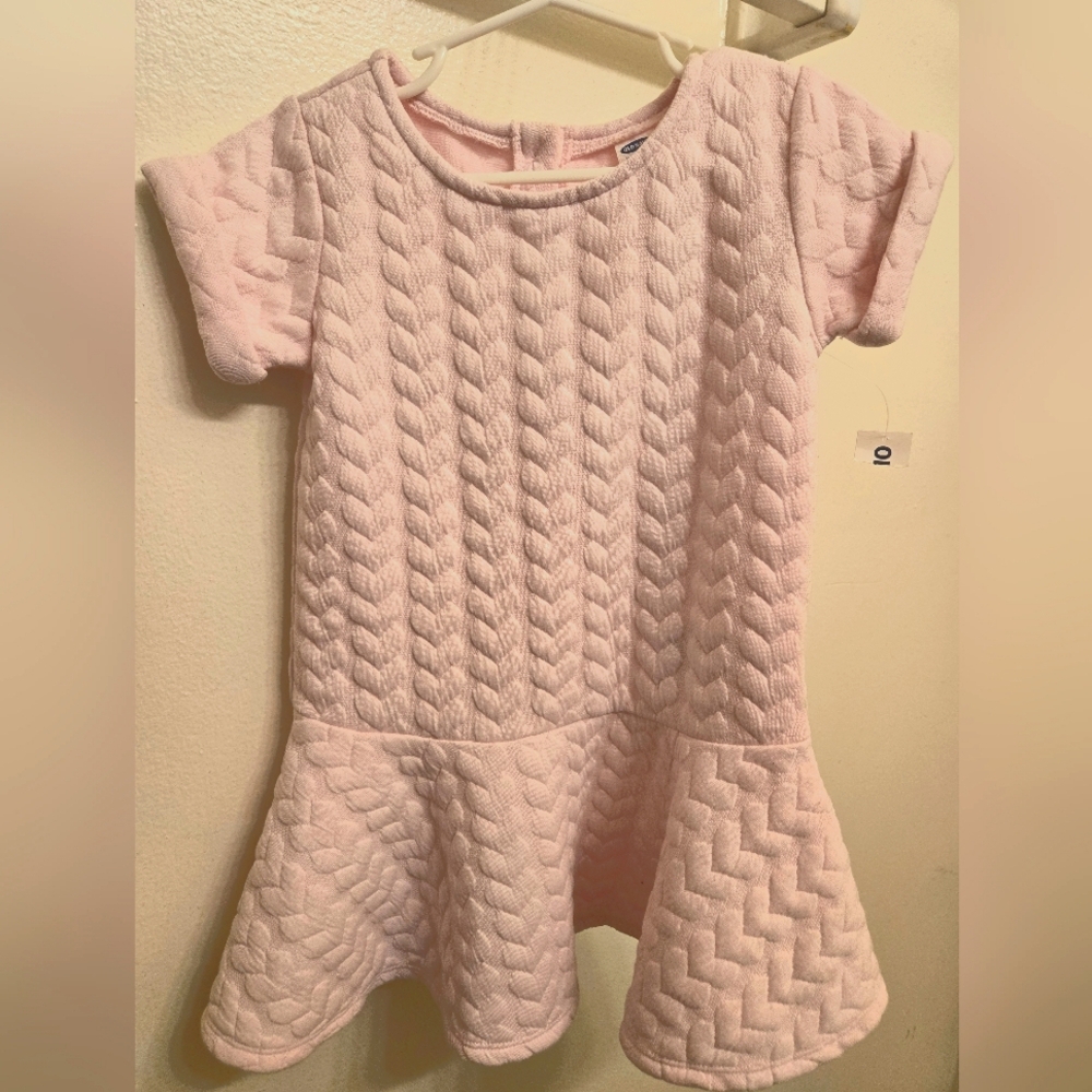 Pink Quilted Short Sleeve Dress